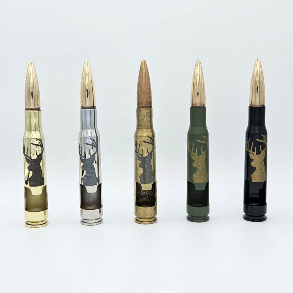 Deer .50 caliber bullet bottle opener by Bottle Breacher, five finishes to choose from, all once fired brass used