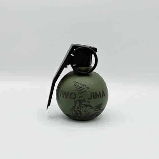 freedom frag bottle opener in OD green with IWO JIMA logo on the front