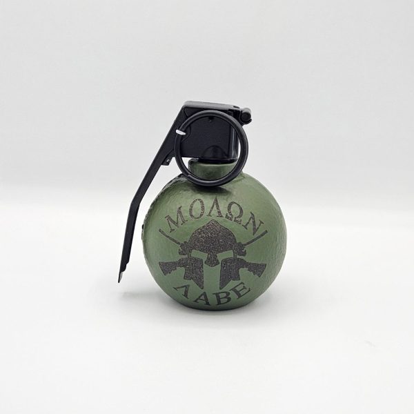 freedom frag bottle opener in OD green with molon llabe logo on the front