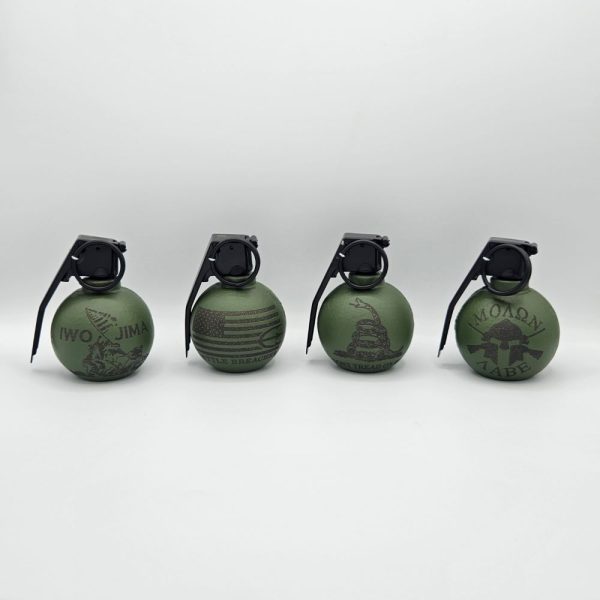 freedom frag bottle opener lineup in OD green with four patriotic logos to choose from